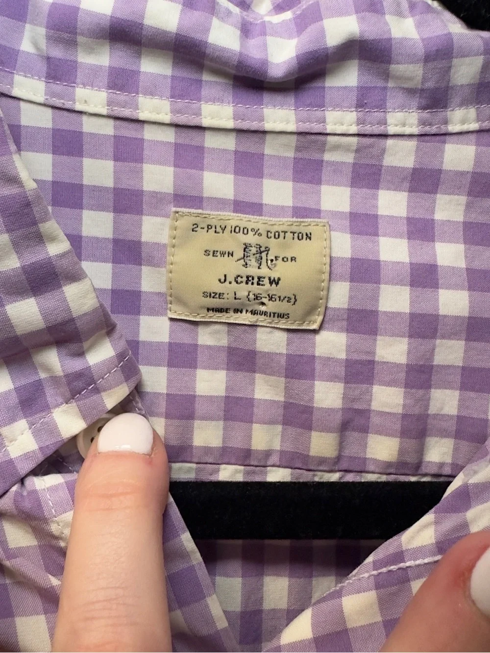 J.Crew Men’s Secret Wash Shirt Purple White Gingham Button Down 100% Cotton Sz L